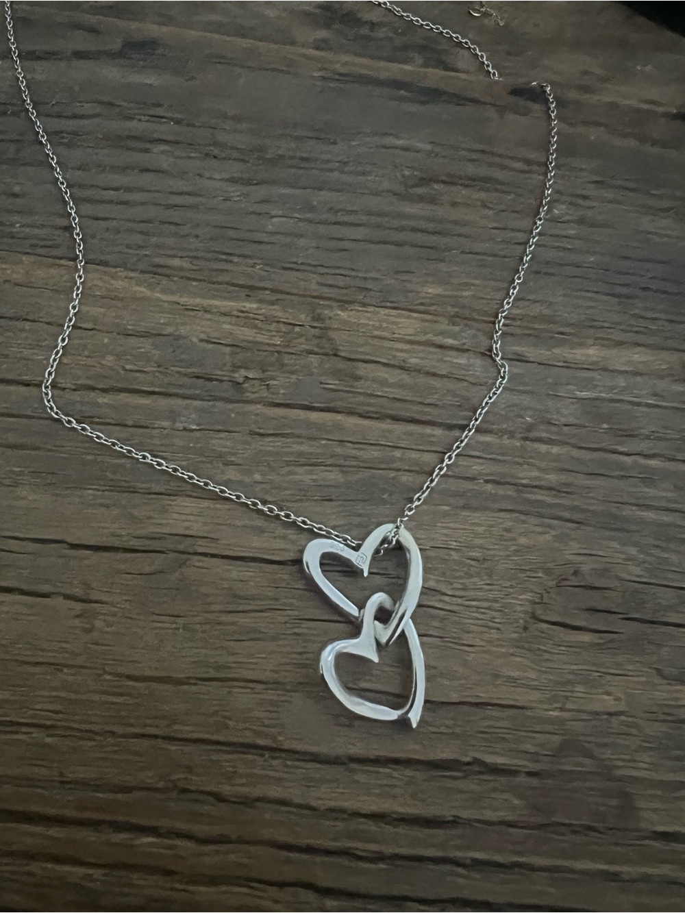 Sterling Silver Double Heart Necklace - Silver